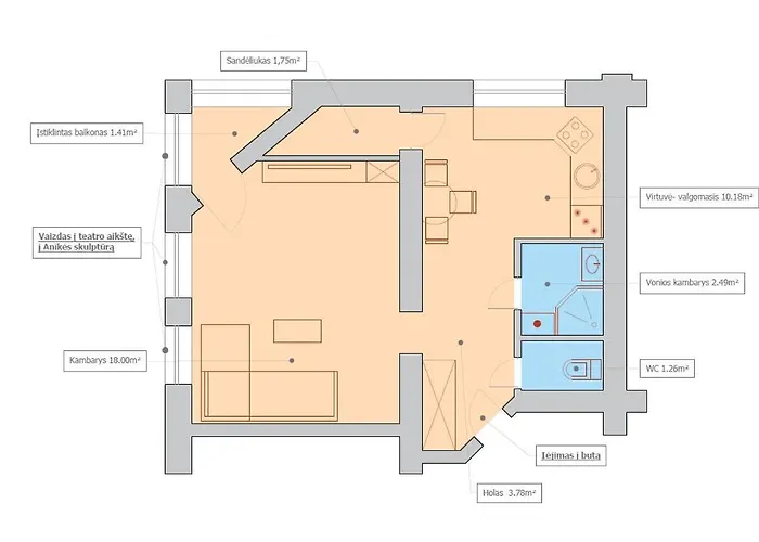 Апартаменты Teatro Aikstes Apartamentai Клайпеда